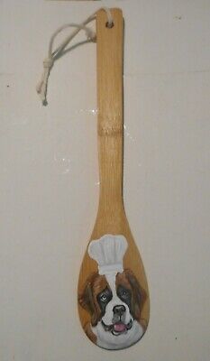 Saint Bernard Dog Hand Painted Wooden Bamboo Spoon