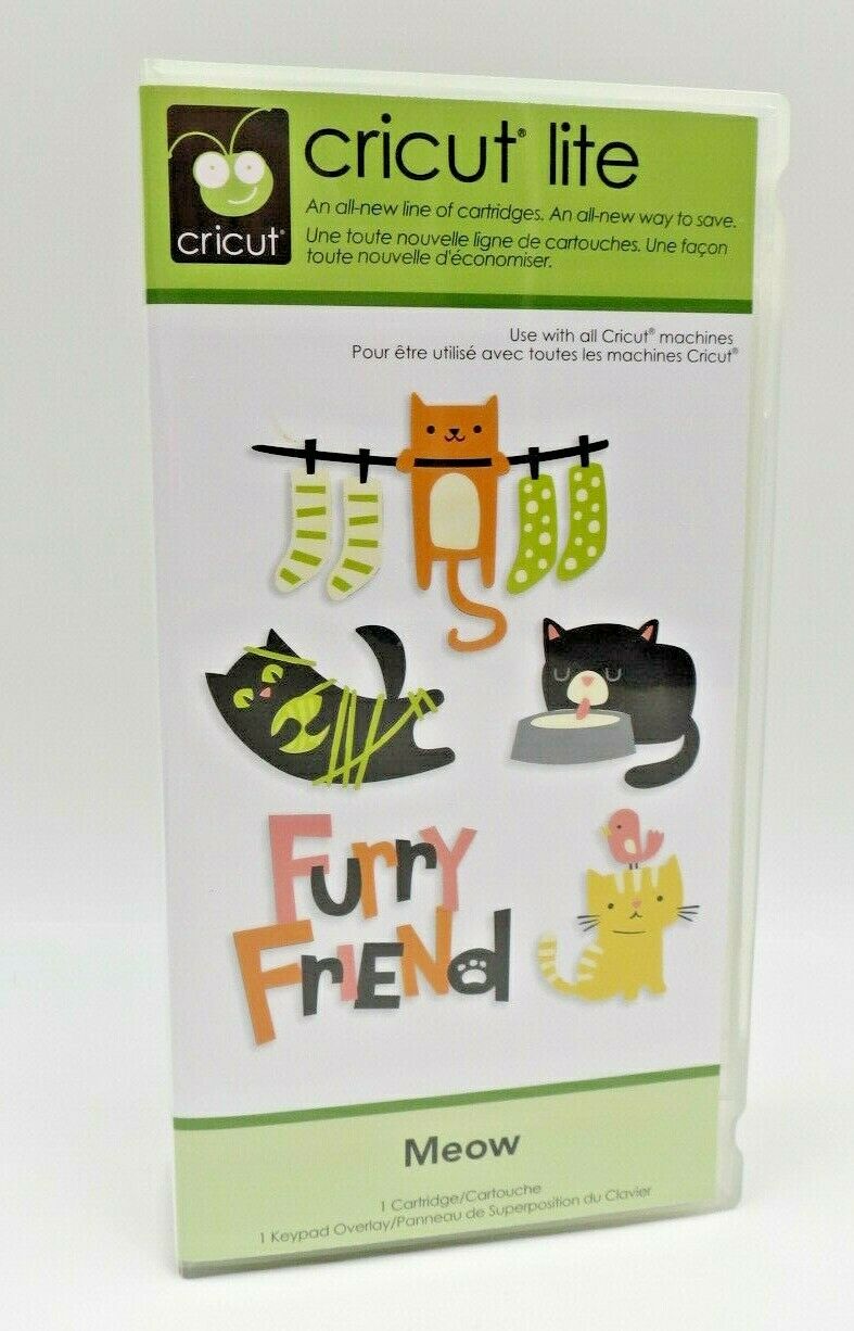 Cricut lite Cartridge Meow Furry Friend Kitty Cat box insert Key Overlay Tested